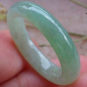 Certified Icy Green 100% Natural A JADE Jadeite Circle RING USA 6.25 戒指